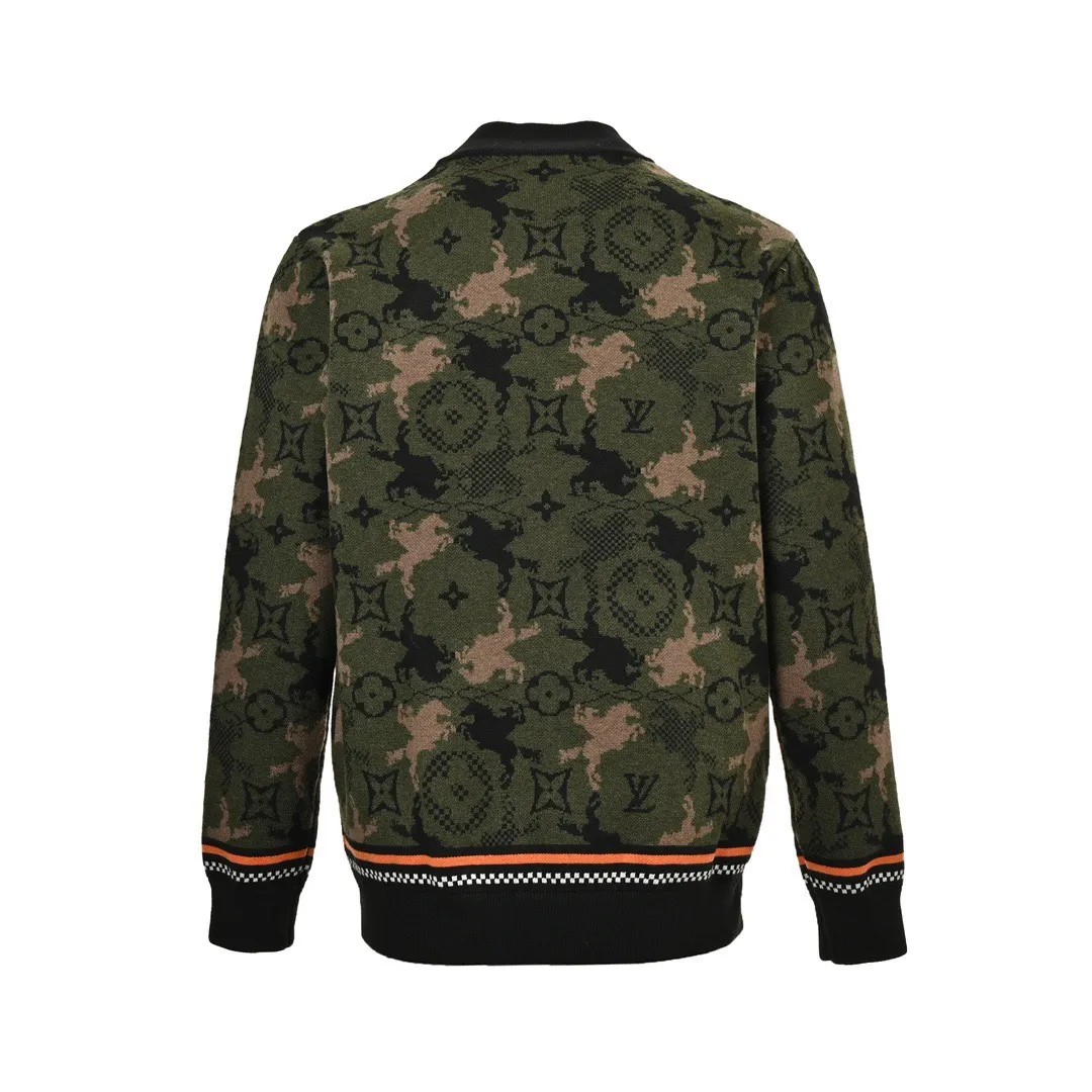Louis Vuitton/Louis Vuitton 24Fw Western denim jacquard camouflage knitted jacket